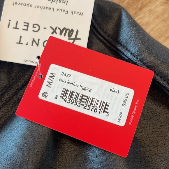 NWT Spanx Faux Leather Leggings Black Medium - Picture 13 of 15